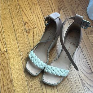 Braided Strap Tan Wedge Sandals